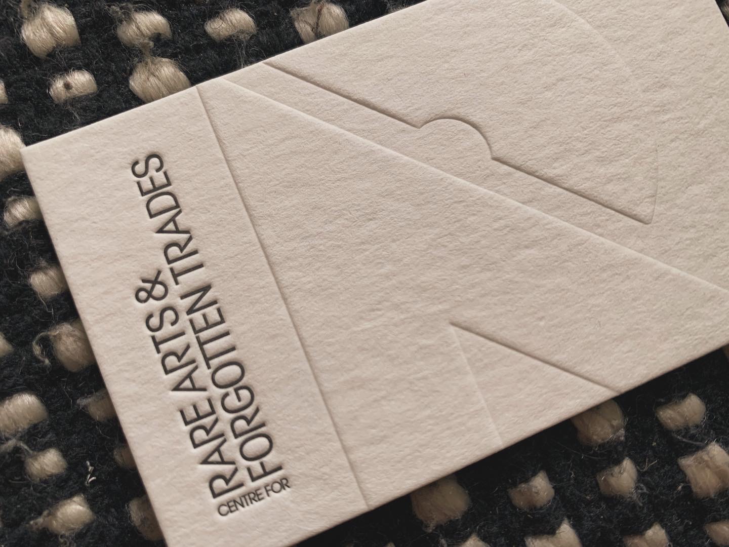 Centre for Arts & Rare Trades Visual Language design business cards printed collateral